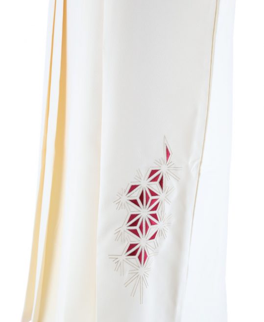 卒業式袴単品レンタル[刺繍]クリーム色に麻の葉刺繍[身長158-162cm]No.861